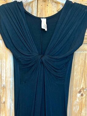 Misope Black Knot-Front Midi Dress